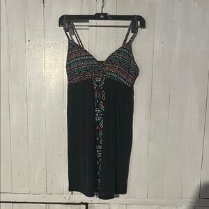 Black and Multicolor Patterned Dress
